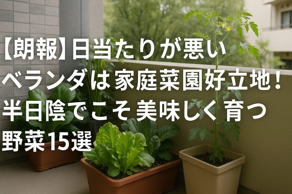 【朗報】の日当たりが悪いベランダは家庭菜園好立地!半日陰でこそ美味しく育つ野菜15選